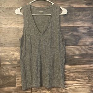 Madewell V-Neck Tank Top Women's Heather Gray Sleeveless Cotton Small